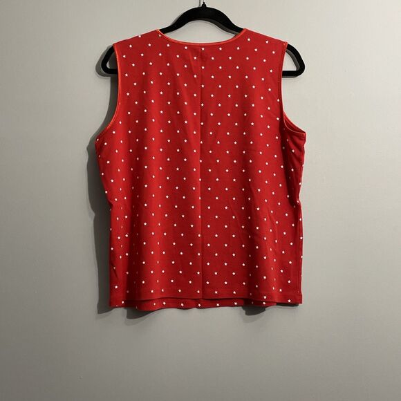 Christopher & Banks Women's XL Red Star Print Sleeveless Cotton Tank Top - Picture 2 of 8